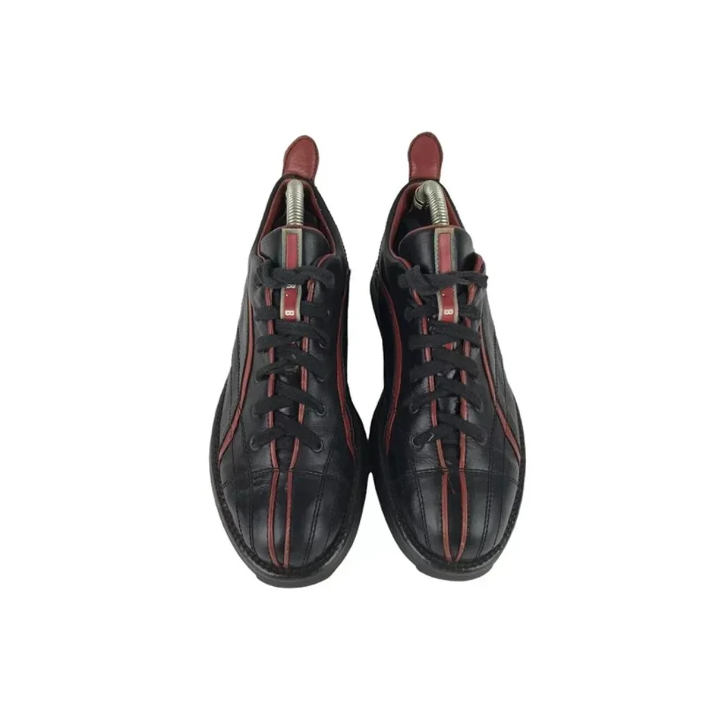 R.B.S. Womens Black Red‎ Leather Lace Up Low Top Sneakers Shoes Size US 6